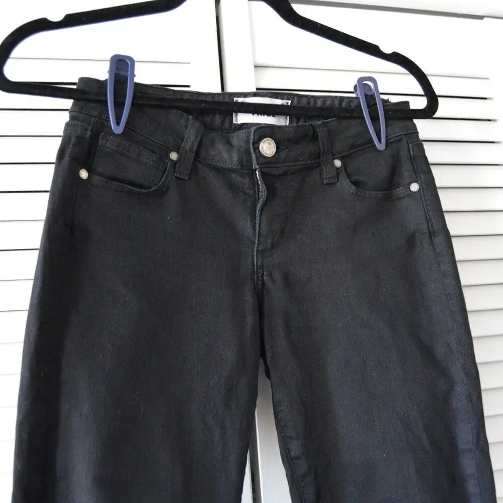 Paige Size 25 Black Skinny Jeans with Zipper Detail at Ankles | Size 25 - Picture 4 of 9
